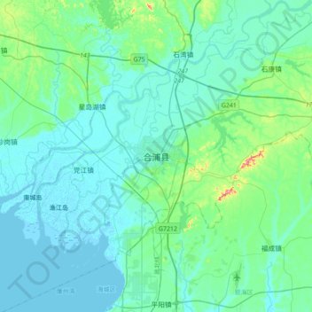 Mapa topográfico Hepu, altitud, relieve