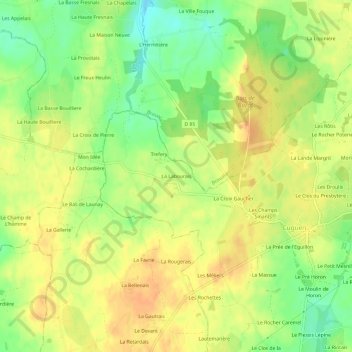 Mapa topográfico La Labourais, altitud, relieve