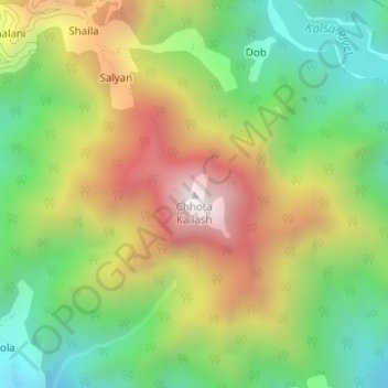 Mapa topográfico Chhota Kailash, altitud, relieve