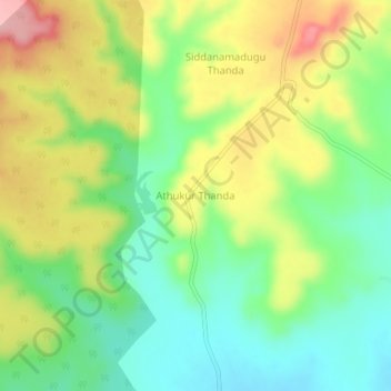 Mapa topográfico Athukur Thanda, altitud, relieve