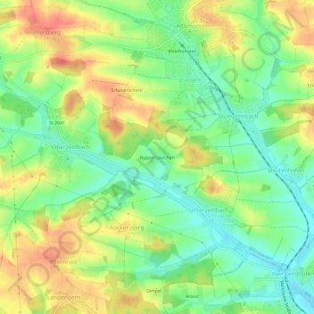 Mapa topográfico Ruppertskirchen, altitud, relieve
