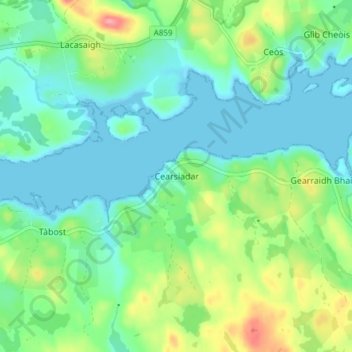 Mapa topográfico Kershader, altitud, relieve