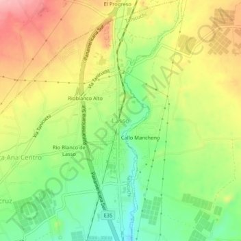 Mapa topográfico Lasso, altitud, relieve