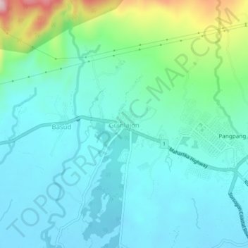 Mapa topográfico Guinlajon, altitud, relieve