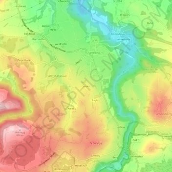 Mapa topográfico Solder, altitud, relieve