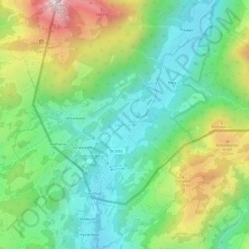 Mapa topográfico Sachrang, altitud, relieve