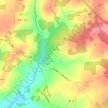 Mapa topográfico Le Bourguoin, altitud, relieve