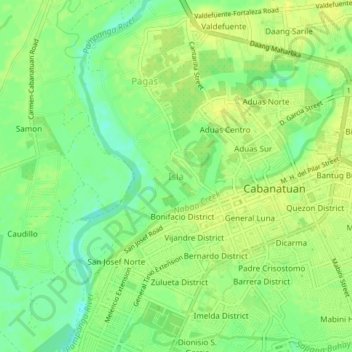 Mapa topográfico Isla, altitud, relieve