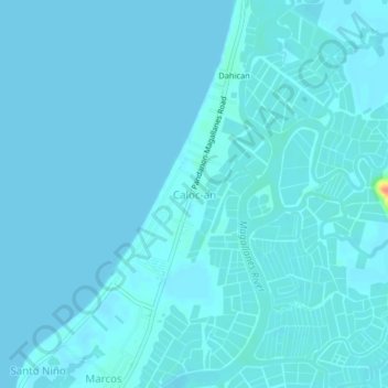 Mapa topográfico Caloc-an, altitud, relieve