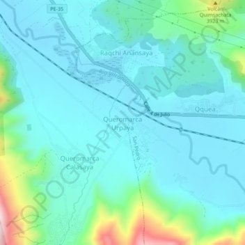 Mapa topográfico Queromarca Urpaya, altitud, relieve