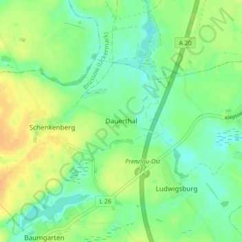 Mapa topográfico Dauerthal, altitud, relieve