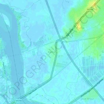 Mapa topográfico Kalher, altitud, relieve