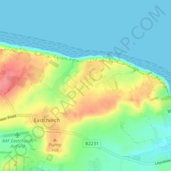 Mapa topográfico Berryfield, altitud, relieve