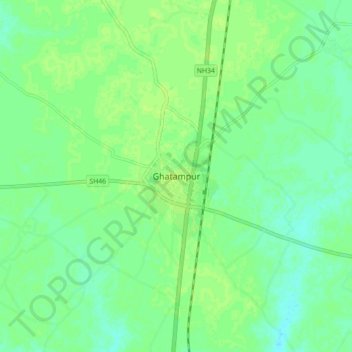 Mapa topográfico Ghatampur, altitud, relieve