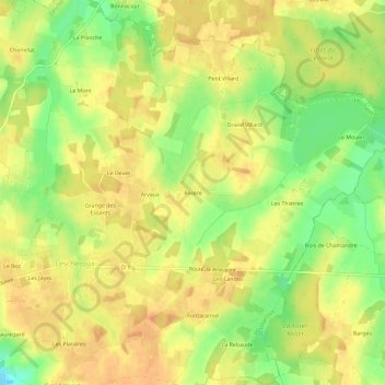Mapa topográfico Rivière, altitud, relieve