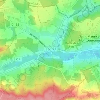Mapa topográfico Le Marais, altitud, relieve