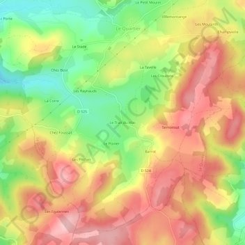 Mapa topográfico Le Trait du Mas, altitud, relieve