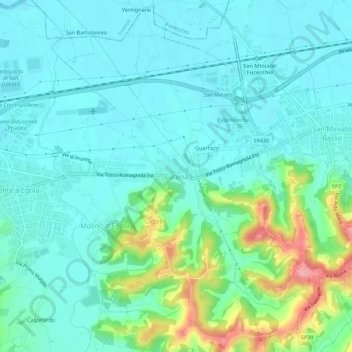 Mapa topográfico Catena, altitud, relieve
