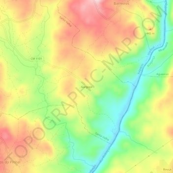 Mapa topográfico Gorgoço, altitud, relieve