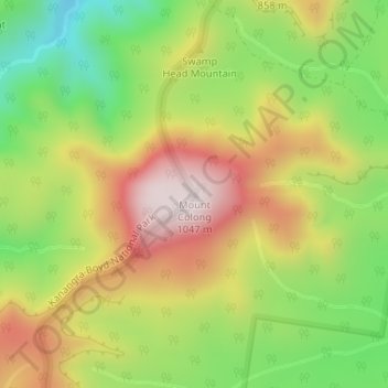 Mapa topográfico Mount Colong, altitud, relieve