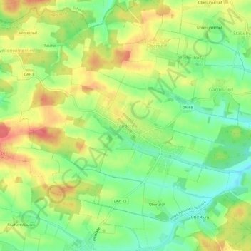 Mapa topográfico Tandern, altitud, relieve