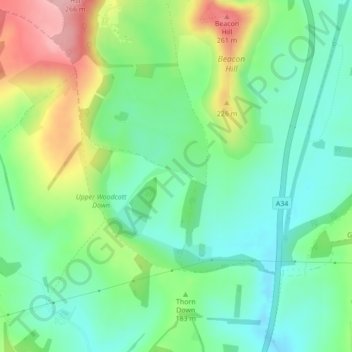 Mapa topográfico Chapman's Dell, altitud, relieve