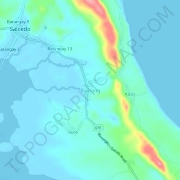 Mapa topográfico Bagtong, altitud, relieve