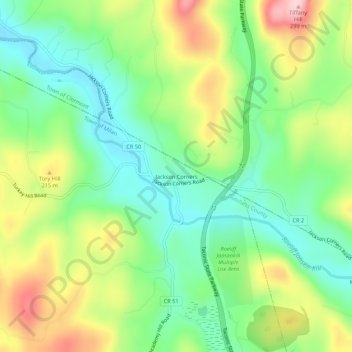 Mapa topográfico Jackson Corners, altitud, relieve