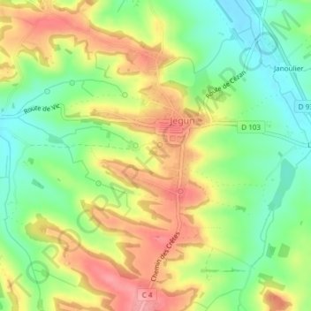 Mapa topográfico Saint-Martin, altitud, relieve