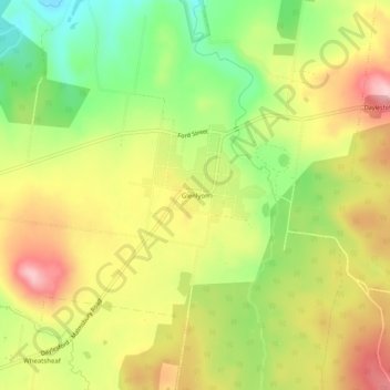 Mapa topográfico Glenlyon, altitud, relieve