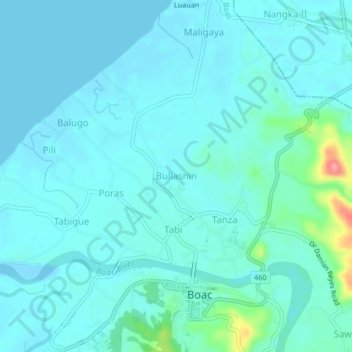 Mapa topográfico Buliasnin, altitud, relieve