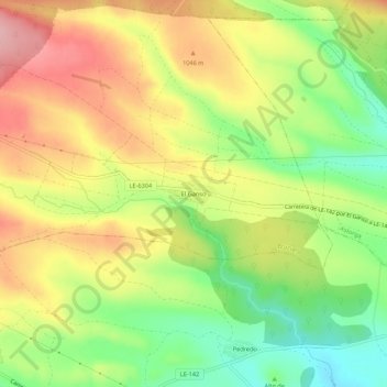 Mapa topográfico El Ganso, altitud, relieve