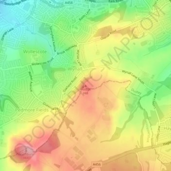 Mapa topográfico Hodge Hill, altitud, relieve