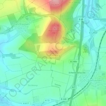 Mapa topográfico Schwalenberg, altitud, relieve