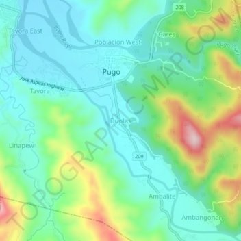 Mapa topográfico Duplas, altitud, relieve