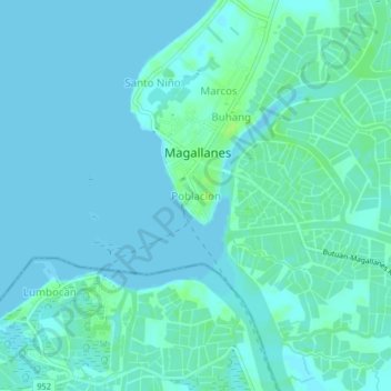 Mapa topográfico Poblacion, altitud, relieve