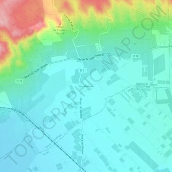 Mapa topográfico Les Baïsses, altitud, relieve