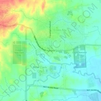Mapa topográfico Kamatis, altitud, relieve