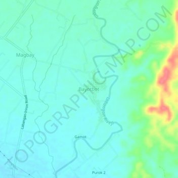 Mapa topográfico Bayotbot, altitud, relieve