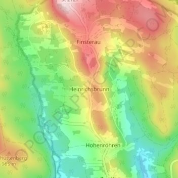 Mapa topográfico Heinrichsbrunn, altitud, relieve