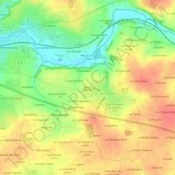 Mapa topográfico Bel Air, altitud, relieve