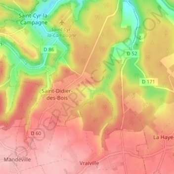 Mapa topográfico La Pierre Tournante, altitud, relieve