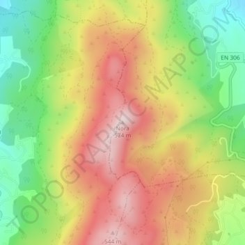Mapa topográfico Nora, altitud, relieve