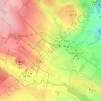 Mapa topográfico Temple Hall, altitud, relieve