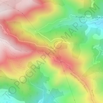 Mapa topográfico Pesade de l'âne, altitud, relieve