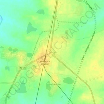 Mapa topográfico Abhanpur, altitud, relieve