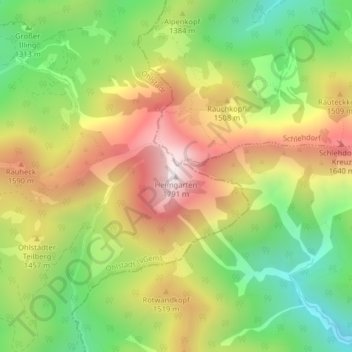Mapa topográfico Heimgarten, altitud, relieve