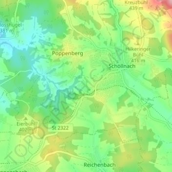 Mapa topográfico Tiefendobl, altitud, relieve