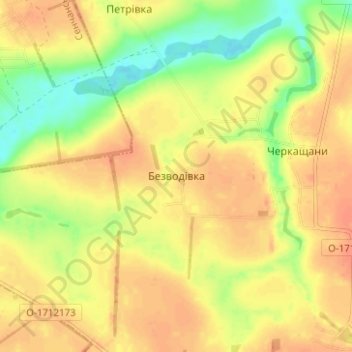 Mapa topográfico Безводовка, altitud, relieve