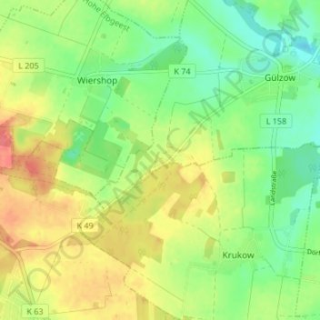 Mapa topográfico Neu Gülzow, altitud, relieve